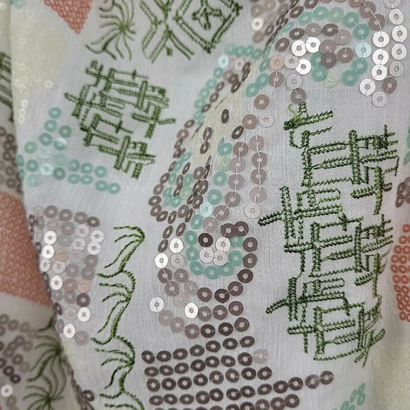 Christopher & Banks Women's Size XL Sequin Embroidered Abstract White Tank Top - Picture 3 of 8